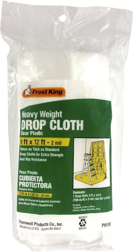 Image of Frost King Clear Polyethylene Drop Cloths - in Rolls, 9'x12'x2 mil (Pack of 12)