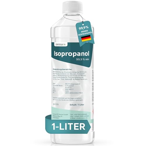 Coverax IPA Isopropanol 1 x 1 Liter Flasche 99 9% Reinigungsalkohol für Haushalt und Industrie rückstandsfrei nicht leitend