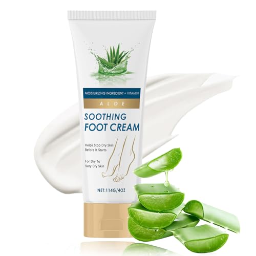 Feuchtigkeitsspendende Fußcreme mit Aloe Vera und Vitamin E, Hornhautentferner Creme für sehr Trockene und Raue Haut, Schrundensalbe Repariert hornhaut für Füße, Beruhigende Fußpflege, 131ml