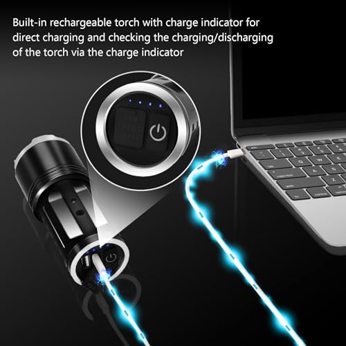 Jayxinli Torches LED Super Bright 50000 Lumen Rechargeable, Powerful Torch 3 Light Modes, Zoomable, High Power Bright Torch