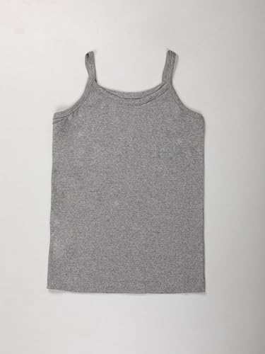 Image of KiddoPanti Girls 100% Cotton Rib Solid Camisole Tank Top Pack of 3