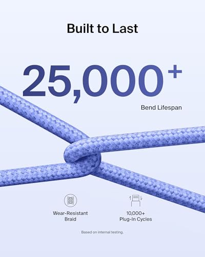Image of Belkin Apple Certified Braided USB-C to USB-C Cable - Pack of 2 | 60W | PD Compatible | iPhone 17 /16 /15 /iPad /MacBook /Various Windows, Samsung Galaxy S25, Google Pixel 10 | 1.5M | Blue