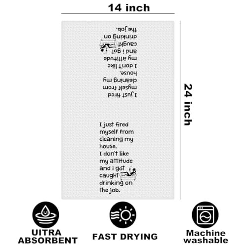 Image of Hanamiya Na Funny Kitchen Towels 24x14 Inch, Sarcastic Sayings Reusable Dish Towels for Kitchen Bathroom Decor, Waffle Weave Absorbent Hand Cloth Tea Towel, Funny Gifts for Women Mom Friend