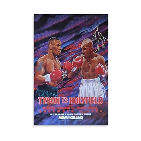 XINAR Canvas Printing 60x90cm No Frame Warrior Evander Holyfield VS Tyson Boxer Color Poster Canvas Wall Art Pictures for Bedroom Wall Art Gifts Decor Cover