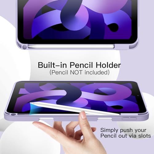 Image of JETech Cover Case for iPad Air 11-Inch M4 /M3 /M2 (2026 /2025 /2024), iPad Air 5 /4 (2022 /2020 5th /4th Generation 10.9-Inch) with Pencil Holder, Slim Tablet Cover with Soft TPU Back (Lilac)