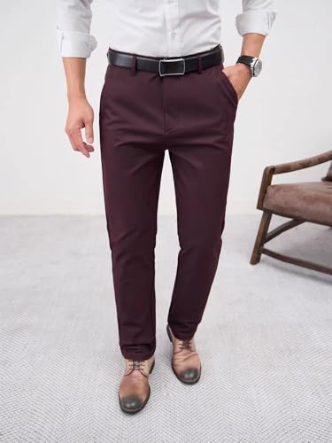 Men's Dress Pants - Solid Black All-Season Business Trousers, Regular Fit2