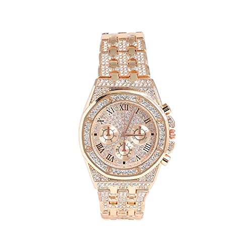 Image of Haute Sauce Women's Embellished Analog Dial with Stainless Steel Strap | Battery Power | Foldover Closure | Quartz Movement | Fashion Wrist Belt Watch for Female and Girls