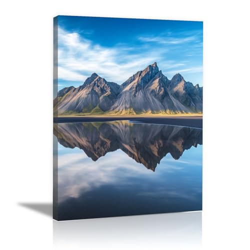 Tableau sur toile Islande 40x60cm WUFIEA multicolore avec cadre pour decoration salon