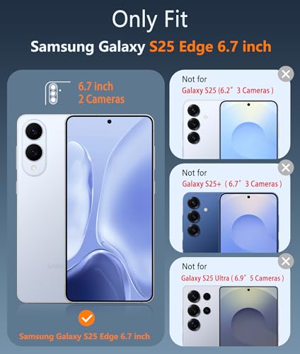Image of FNTCASE for Samsung Galaxy S25-Edge Case: Clear Magnetic Military Grade Drop Protection Anti Yellowing Cell Phone Cover - Rugged Shockproof Protective Bumper Transparent Phonecase