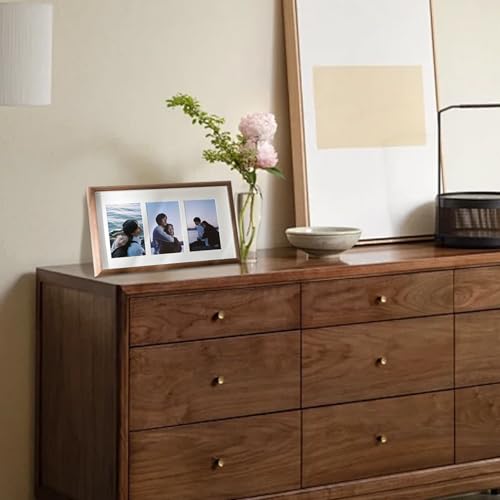 Cadre de bois d'image avec trois ouvertures affichage mural bureau