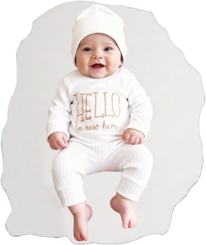 Ylsteed Infant Baby Sweater Romper and Hat Baby Girl Boy Knitted Pullover Onesie Fall Winter Outfit Infant Embroidery Clothes