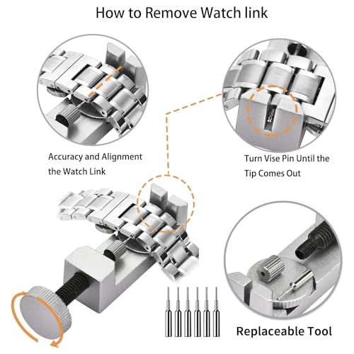 EasyTime Kit de reparo de relógio, ferramenta de remoção de elos de relógio, ajuste da pulseira do r