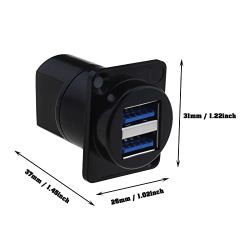 Create idea Dual USB 3.0 D Panel Solderless Connector USB 3.0 Female to Female Coupler Socket Panel Mount Pass Through Adapter Transmission Speed 5.0Gbps - Image 4