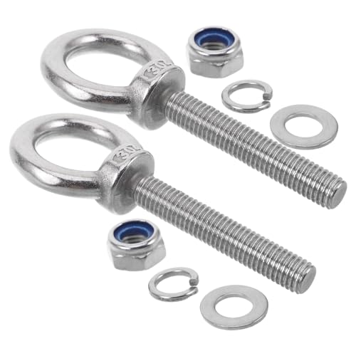 LOLIPPYY Bulloni ad Occhiello Filettati M10X60 in Acciaio Inox Set 2 Pezzi con Dadi e Rondelle Antivibranti per Sollevamento Macchinari e Ancoraggio Calcestruzzo in Lavori Industriali e