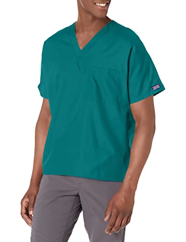 Image of Cherokee Scrubs for Women and Men Unisex V-Neck Tunic Nursing Scrub Top with Chest Pocket, Tuckable Durable Fabric - 4777 | 1 Chest Pocket For Essentials, Traditional Fit, Durable Construction, Comfortable Knit Details, Easy Care, Tuckable Style