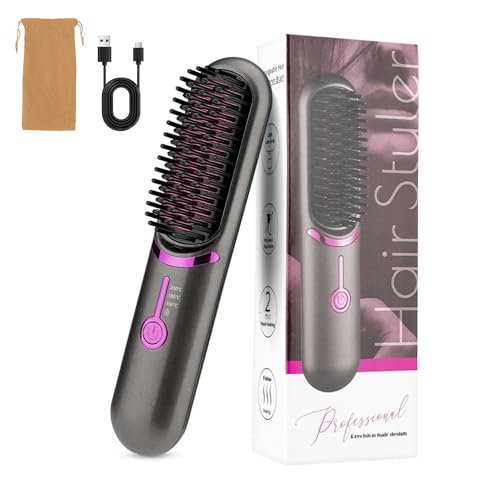 Anluomania Spazzola Lisciante per Capelli 5200mAh, Piastra per Capelli, spazzola lisciante Senza Fili, Spazzola Elettrica Lisciante, Piastra Lisciante, 3 Temperature 160°C-200°C, Riscaldamento Rapido