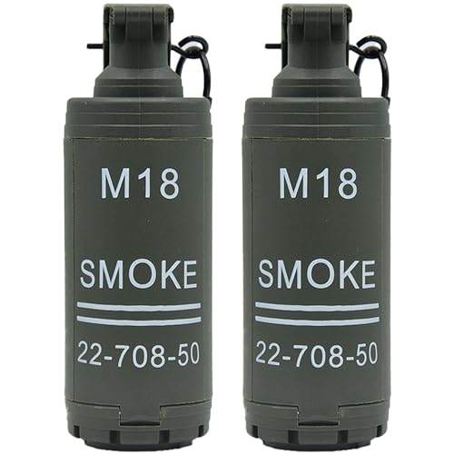 Disratw M18 CS Grenade Toys 2Pcs Toy Hand Grenades Plastic CS Battle Game Tactical Airsoft Grenade Pull Ring Toys Role Play Model Prop for Age 14+ (Green)
