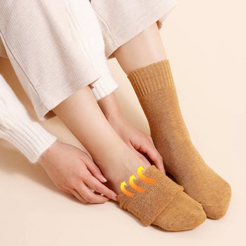 Image of KANAV Thick Winter Thermal Wool Socks (5 Pairs) - Comfy, Slouch Crew, Cozy, Warm Athletic Socks for Women
