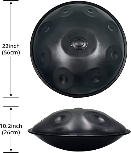 Steel Hand Drum, Handpan Drum en Re menor, 9 notas, instrumento de 22 pulgadas con bolsa suave, mazo y soporte metálico miniatura 4