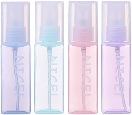 Textention Plastic Spray Bottles 1.7oz / 50ml - Empty Fine Mist Plastic Mini Travel Bottle Set Small Refillable Liquid Containers for Travel, Perfume, Cleaning, and Makeup Cosmetic Use (4 Pcs)