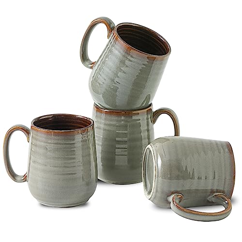 Comparison: Best Stoneware Coffee Set 8 Hasense Coffee Mugs Set of 4, 12 oz Coffee Cups Ceramic, Stoneware Latte Mug with Large Handle for Coffee, Tea, Milk and Chocolate,Easy Hold & Clean, Dishwasher & Microwave Safe, Light Grey