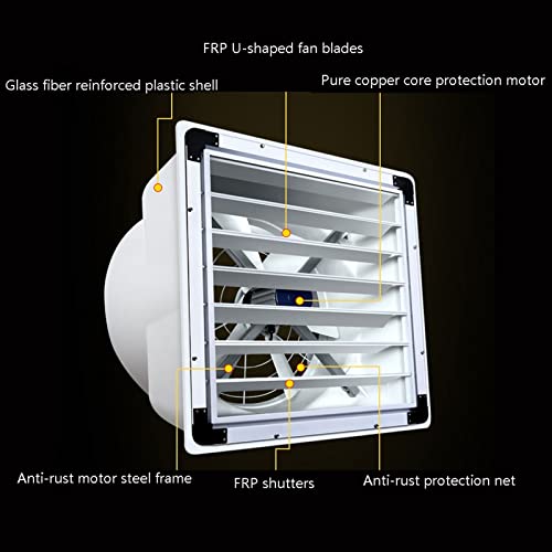 Ventilador potente industrial y extractor de aire para pared, con persiana automática, para ventilación en ático, cobertizo o garaje, extractor para baño potente miniatura 5