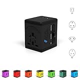 #1 Rated Travel Adapter and Charger - USB Charging Ports - Super Fast Charging - All International Standard Cell Phone/Desktop/Laptop/Touch Screen Tablet/Computer/GPS Chargers - Cosmos Black