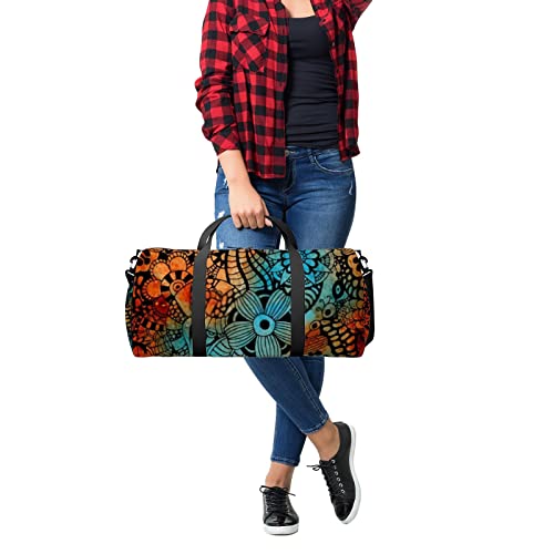 Bolsa de viagem grande para homens e mulheres, bolsa de viagem com flores abstratas, bolsa de viagem