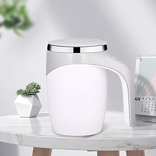 ALEOHALTER Mixing Coffee Mug Self Stirring Mug, Automatic Magnetic Stirring Coffee Mug Stainless Steel Cup Hot Drink Mixer for Hot Cocoa,Chocolate,Mocha,Matcha,Milo(White)