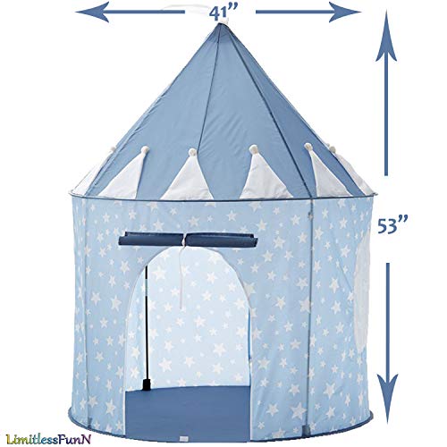 Kids Castle Tent & Lights, Children's Play House Toy, 41" x 53", Blue - Image 5