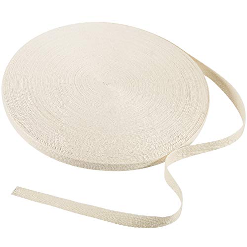 Herringbone Tape Ribbon Cotton Twill Tape Ribbon Natural Webbing Tape Bias Binding Tape for DIY Crafts Sewing Knit, Beige (3 8 Inch Wide)