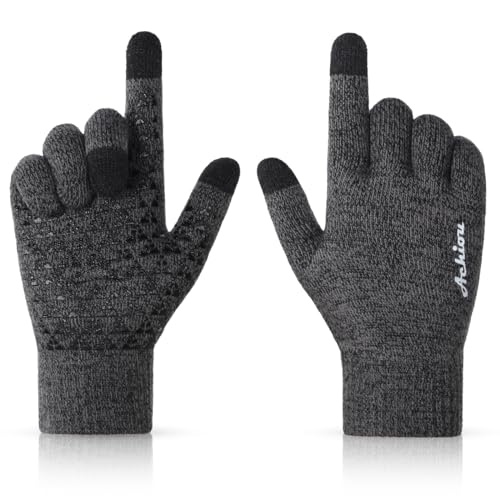 Image of Achiou Winter Gloves, Glove for Men Women, Upgraded Touch Screen Texting Warm Running with Thermal Soft Knit Lining