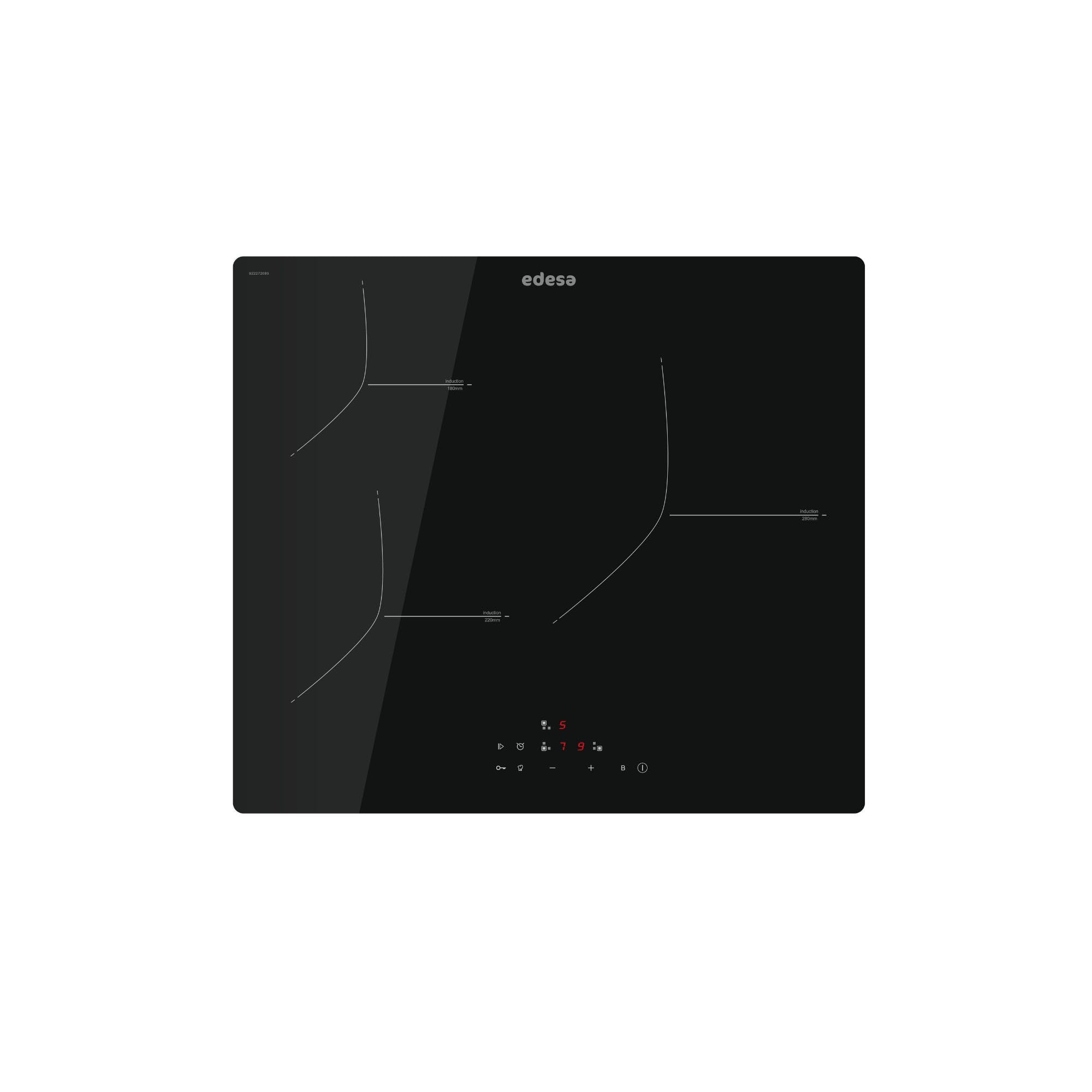 EDESA Induction Plate EIT-6328 R 3 Areas Cooking Touch Control 9 Levels Adjustable Power Lock Safety Timer Black