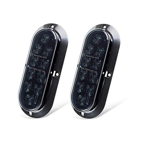 LED Village Pack of 2 6 Inch Oval Smoked Lens Amber 10 LED Trailer Tail Lights Clearance Turn Signal Lamps Waterproof Universal for Truck Lorry Bus Caravan RV Sealed Surface Mount 12V DC DA12
