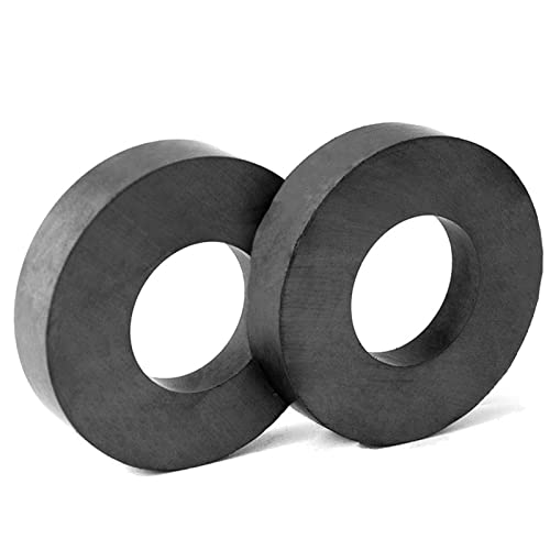 Imán de anillo de ferrita, 2,75 pulgadas de diámetro, imanes de disco de cerámica redondos resistentes con orificio para proyectos de ciencia de manualidades de bricolaje industrial, paquete de 2