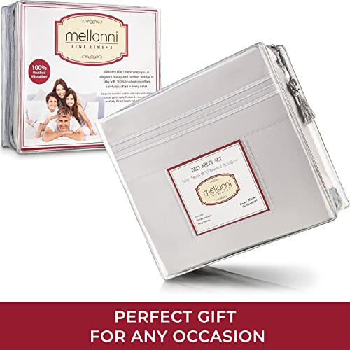 Mellanni Queen Sheet Set - Iconic Collection Bedding Sheets & Pillowcases - Extra Soft, Cooling Bed Sheets - Deep Pocket Up To 16" - Wrinkle, Fade, Stain Resistant - 4 Pc (Queen, Striped White) #TOP5