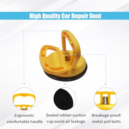 Image of 2PCS Car Dent Puller Kit Handle Lifter, Car Dent Puller Remover Tool, Powerful Suction Cup for Car Dent Repair, Glass and Tiles Lifting, and Objects Moving, Suitable for Most Car Models (Yellow)