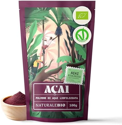 NaturaleBio Bacche di Acai Biologiche in Polvere - Freeze-Dried -...