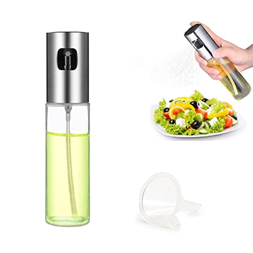 Olive Oil Spray Bottle Portable Oil Dispenser Mister for Cooking 100ml Oil Spray Transparent Vinegar Bottle Versatile Glass for Salad BBQ Kitchen Baking Roasting