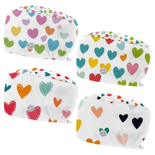 Hearts Pattern Decor Safety Head Protection Caps, 4 Pack Ergonomic Lightweight Caps for Industrial Household Use