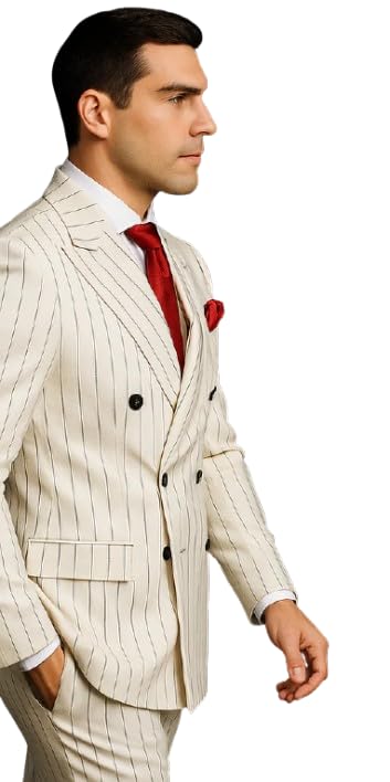 White Suit with Black Pinstripe - 1920's 1940's Dress Suit4