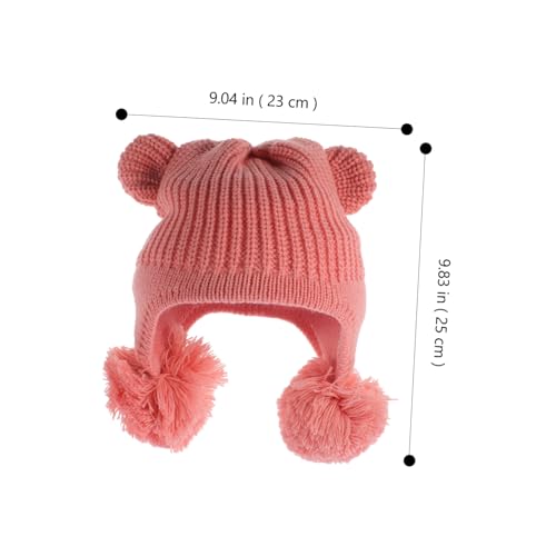 Boy Girl Knitted Hat Cute Bear Ears Windproof and Warm for Boys and Girls Soft and Cozy Ear Covering Cap for Cold Weather for Outdoor Adventures Pink3