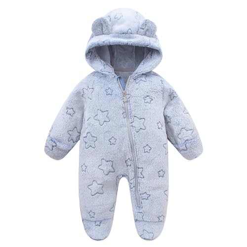 Image of Fairy Baby Newborn Baby Bear Onesie Thin Fleece Footie Romper Snowsuit Hooded Jumpsuit Bodysuit Winter Outwear Boy Girl 0-12M