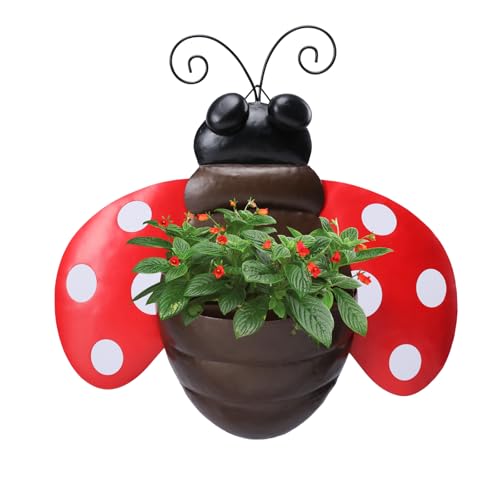 Chonsun Metal Wall Planter Ladybug Wall Mounted Planters Small Flower