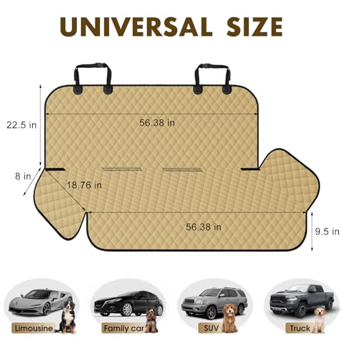 Image of NECKORY Backseat Cover for Dogs, Waterproof and Non-Slip Pet Bench Seat Covers, Car Seat Protector f
