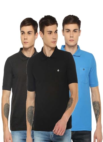Image of Dollar Men's Pack of 1 Solid Cotton Blend Polo Neck T-Shirt