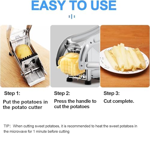 Image of French Fries Maker - Stainless Steel Potato Chipser with 2 Blade 64 Hole Cutter Machine for Kitchen (Pack of 1)