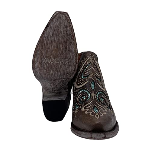 Vaccari Women’s Sundance Genuine Leather & Glitter Inlay Snip Toe Western Ankle Boots4