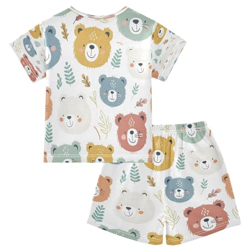 senya Short Sleeve Pajamas Sets Summer Cotton Sleepwear Cute Blue Yellow Bear2