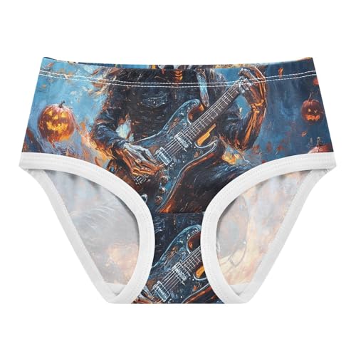 Skull Man Plays Guitar Funny Cute Panties Girl Toddler Underwear Custom Cotton Pattern Briefs Kids Undies 2t